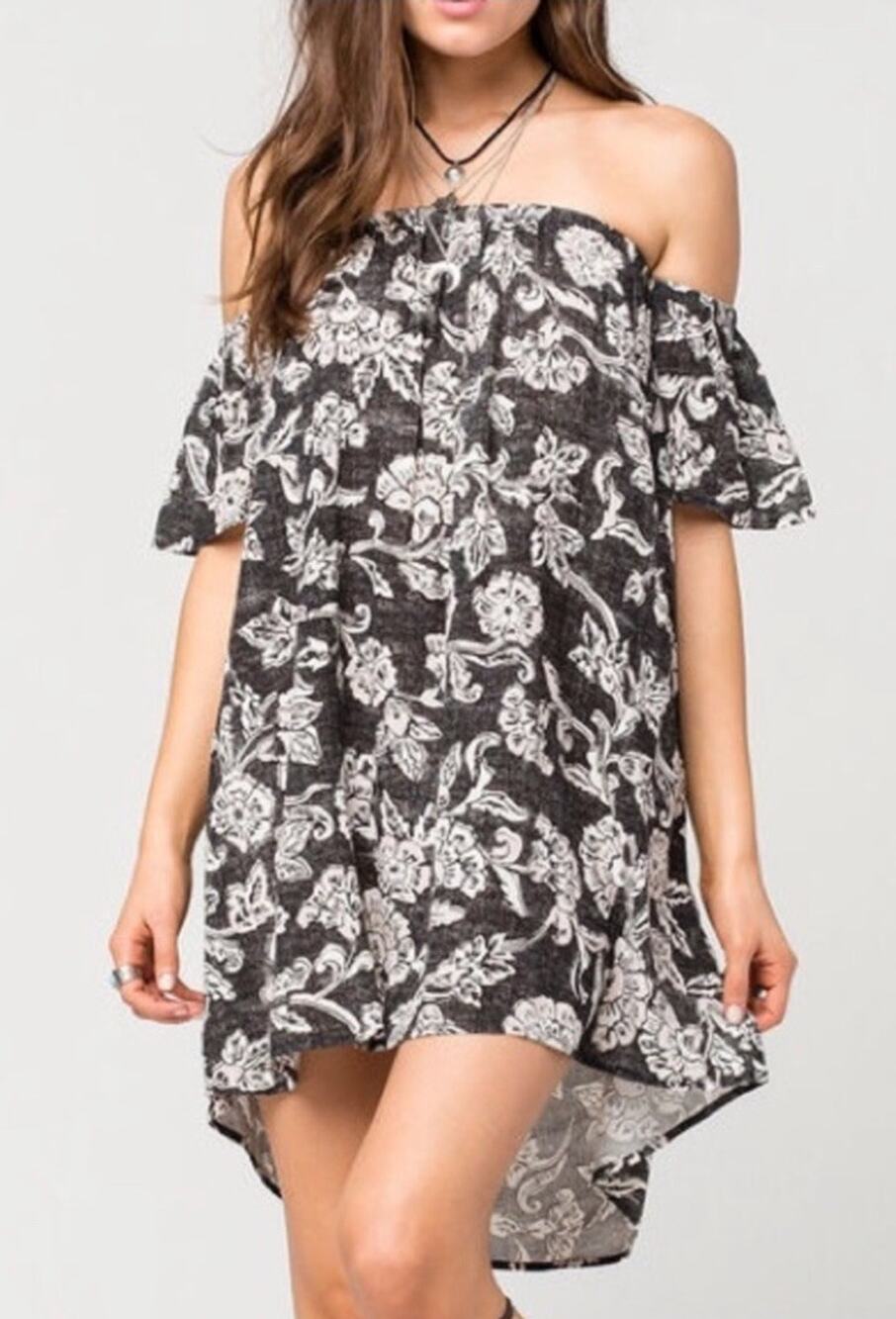 Billabong Off The Shoulder Dress Size S Flowy Elastic Band Bodice Sheath Comfort